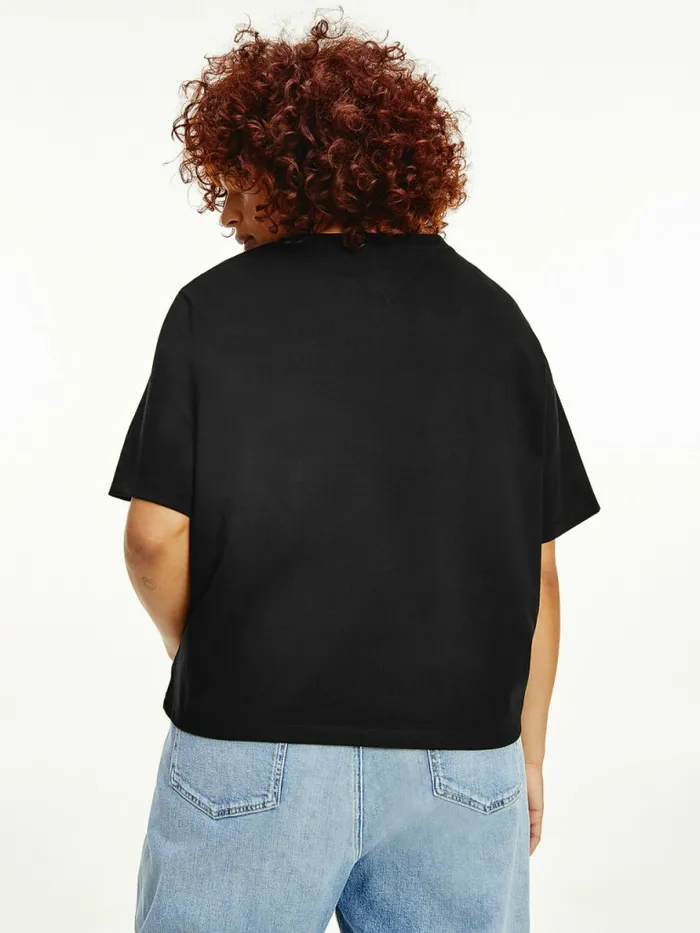 Tommy Hilfiger Curve Tommy Badge Crew Neck TShirt Black Womens TShirts Popular