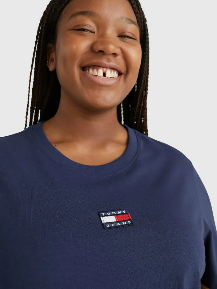 Tommy Hilfiger Curve Tommy Badge Crew Neck TShirt Twilight Navy Womens TShirts Sale
