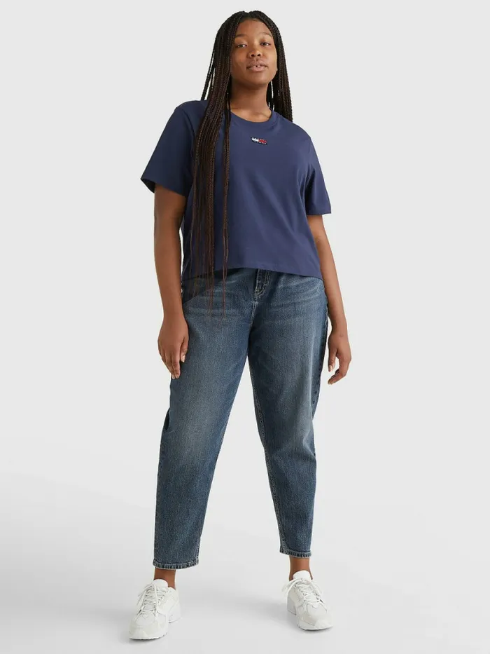 Tommy Hilfiger Curve Tommy Badge Crew Neck TShirt Twilight Navy Womens TShirts Sale
