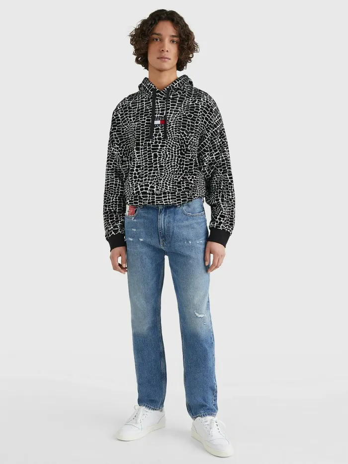 Tommy Hilfiger Dad Regular Tapered Faded Distressed Jeans Denim Light Mens Jeans For Sale