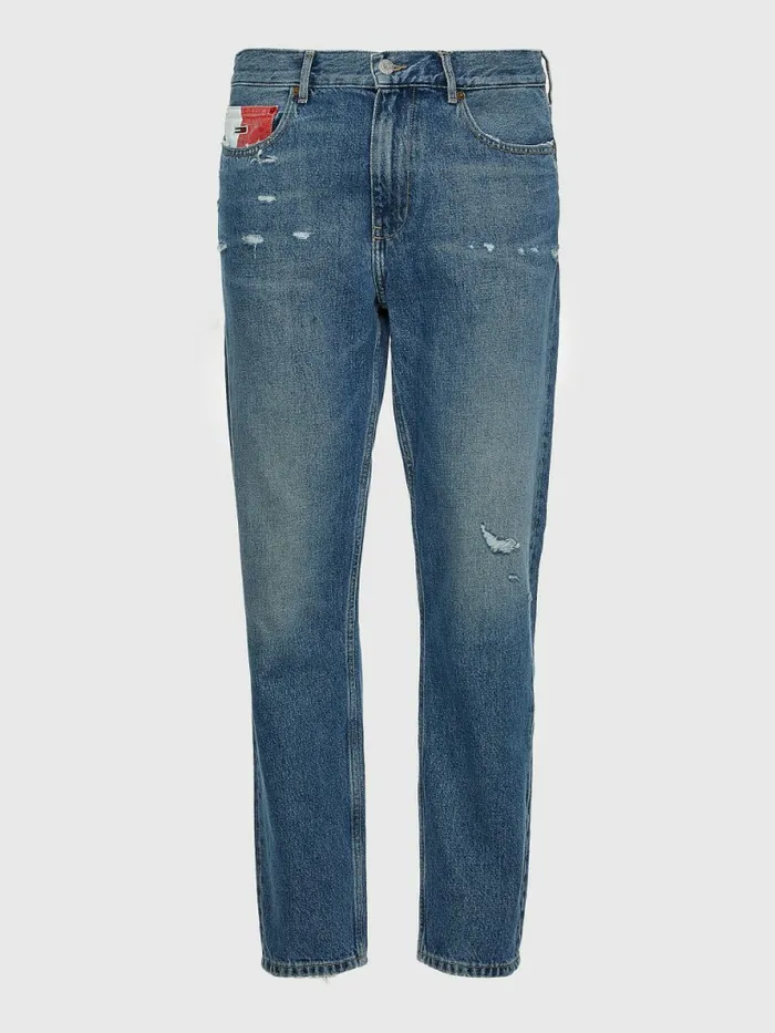 Tommy Hilfiger Dad Regular Tapered Faded Distressed Jeans Denim Light Mens Jeans For Sale