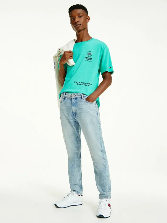 Tommy Hilfiger Dad Tapered Distressed Jeans Denim Light Mens Jeans Sale