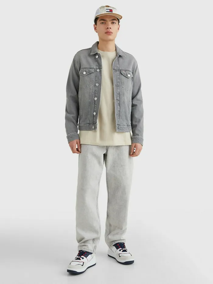 Tommy Hilfiger Denim Trucker Jacket Denim Black Mens Coats and Jackets Cheap On Sale