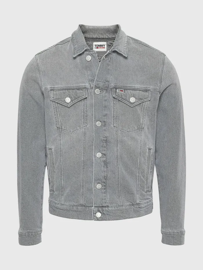 Tommy Hilfiger Denim Trucker Jacket Denim Black Mens Coats and Jackets Cheap On Sale