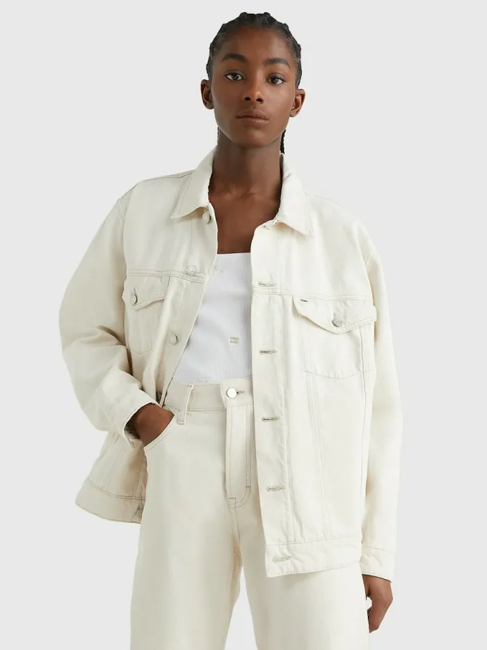 Tommy Hilfiger Denim Trucker Jacket Denim Color Womens Coats and Jackets Cheap On Sale Tommy Hilfiger Denim Trucker Jacket Denim Color Womens Coats and Jackets Cheap On Sale