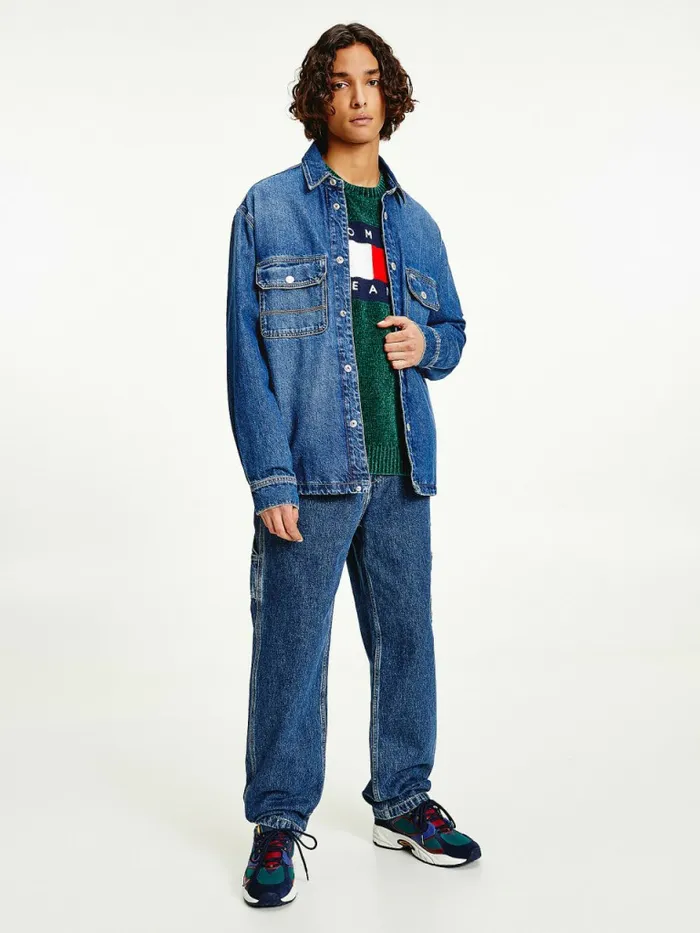 Tommy Hilfiger Denim Worker Shacket Denim Medium Mens Coats and Jackets Fashion