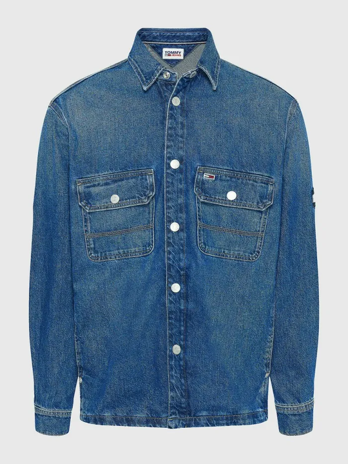 Tommy Hilfiger Denim Worker Shacket Denim Medium Mens Coats and Jackets Fashion