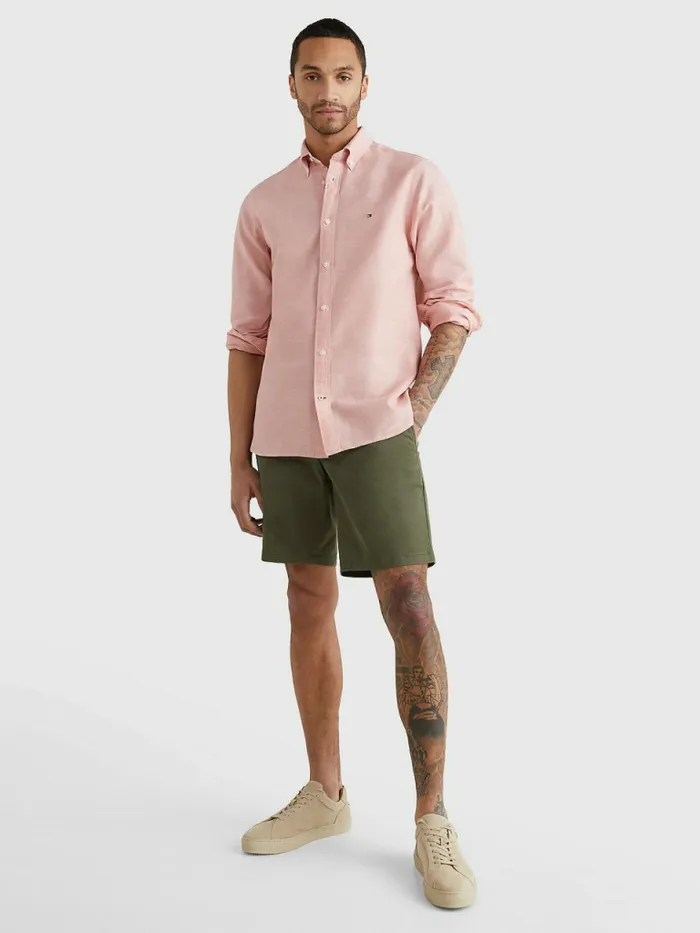 Tommy Hilfiger Dobby Regular Fit Shirt Guava Mens Shirts On Sale