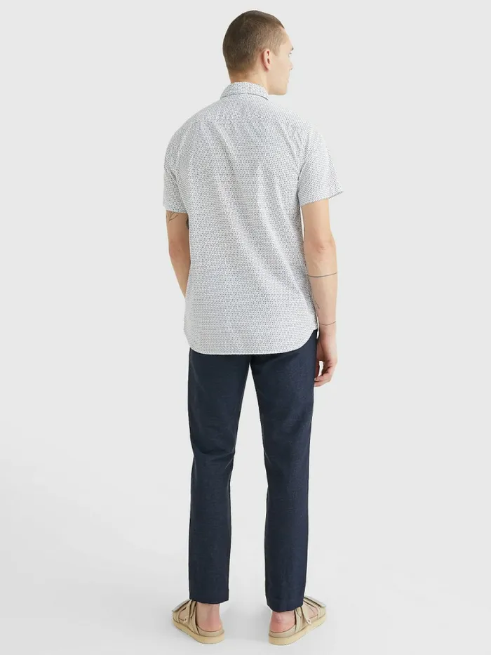 Tommy Hilfiger Dot Regular Fit Short Sleeve Shirt Optic WhiteCarbon Navy Mens Shirts Online