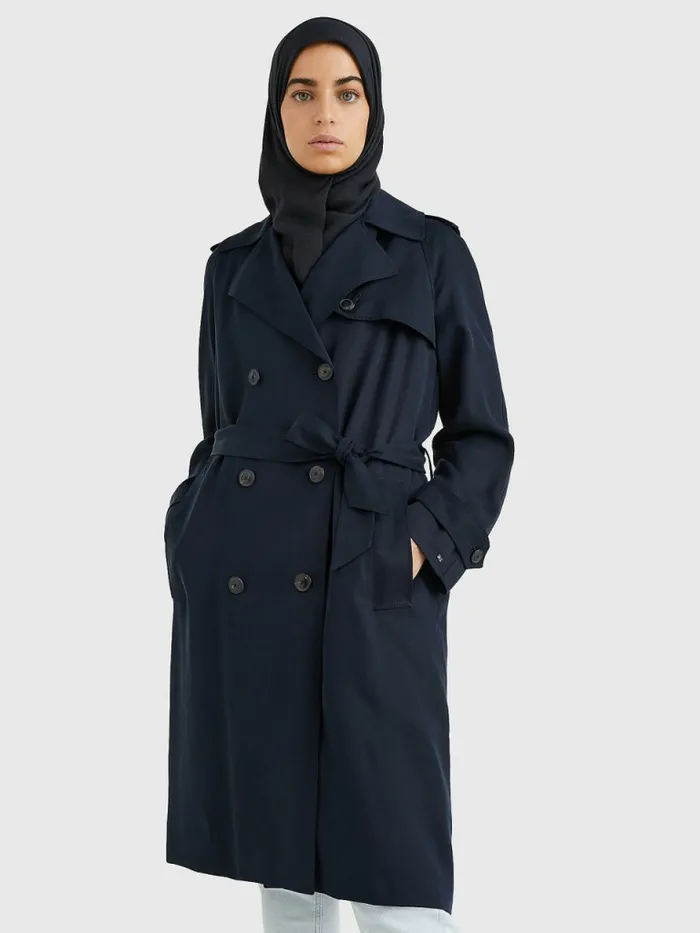 Tommy Hilfiger Double Breasted Trench Coat Desert Sky Womens Coats and Jackets Sale Tommy Hilfiger Double Breasted Trench Coat Desert Sky Womens Coats and Jackets Sale