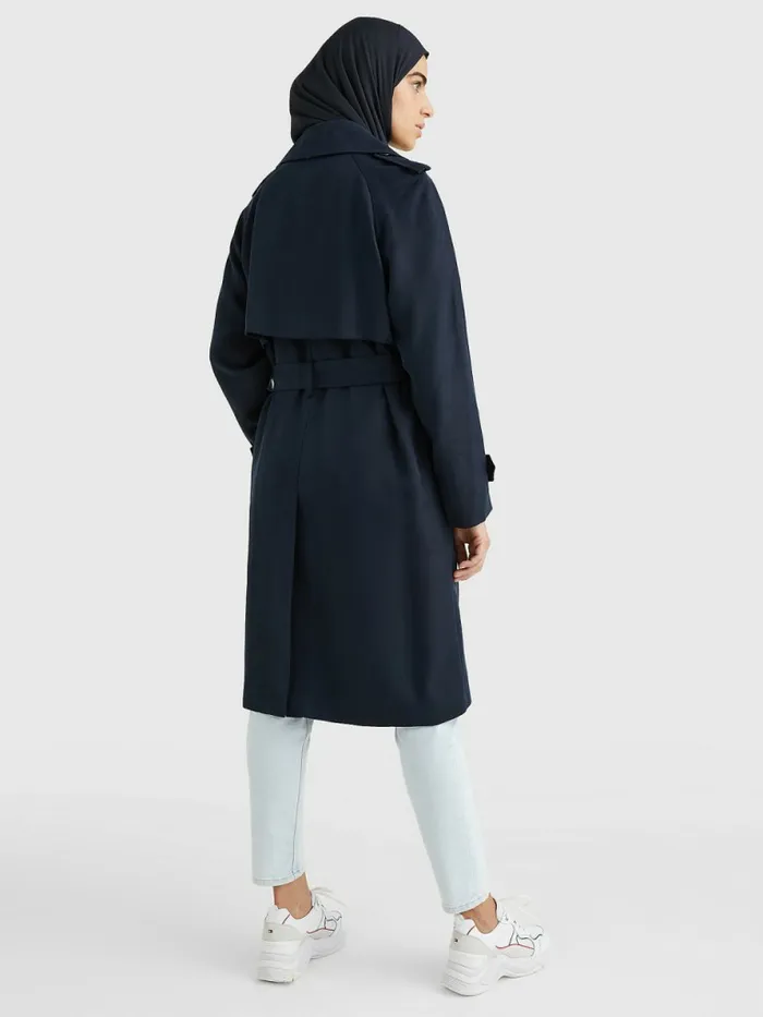 Tommy Hilfiger Double Breasted Trench Coat Desert Sky Womens Coats and Jackets Sale