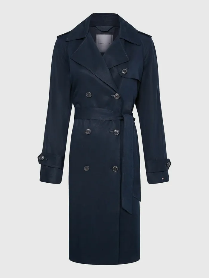 Tommy Hilfiger Double Breasted Trench Coat Desert Sky Womens Coats and Jackets Sale