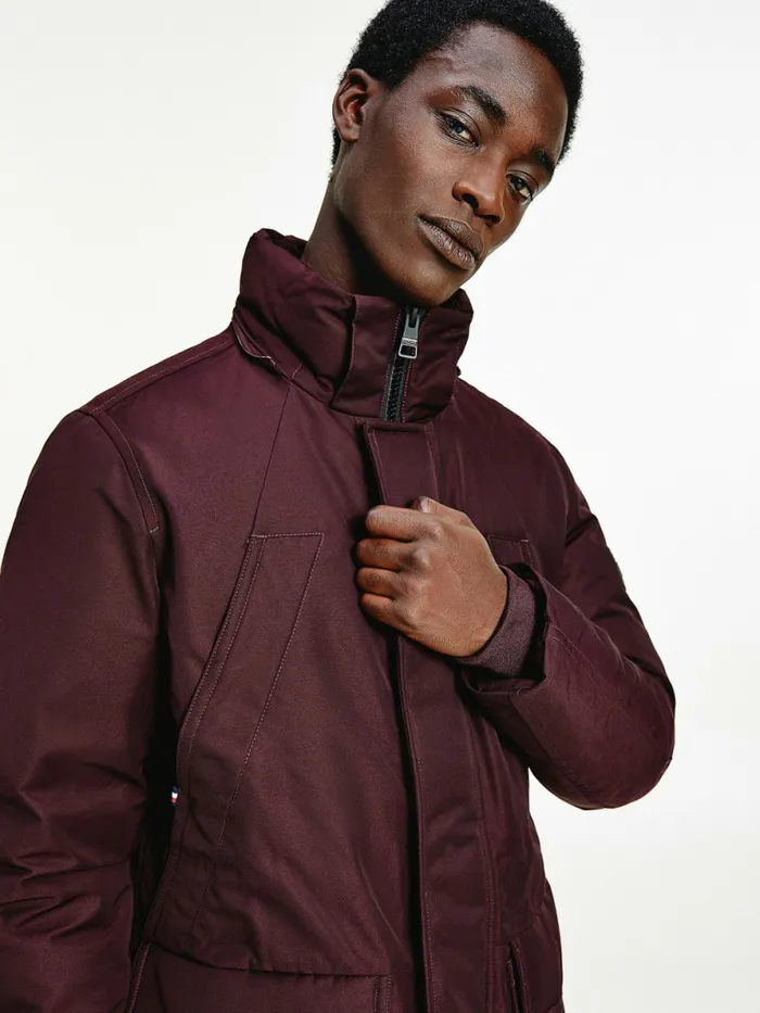 Tommy Hilfiger Down Parka Deep Burgundy Mens Coats and Jackets On Sale