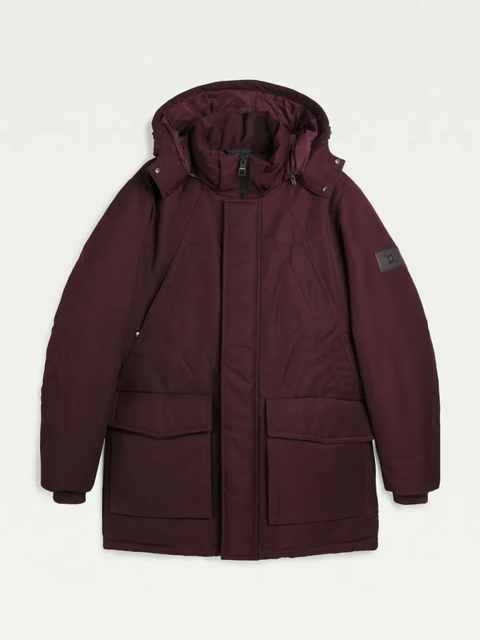 Tommy Hilfiger Down Parka Deep Burgundy Mens Coats and Jackets On Sale