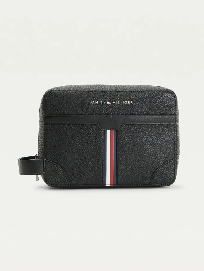 Tommy Hilfiger Downtown Metal Logo Washbag Black Mens Bags Popular