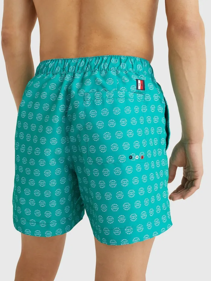 Tommy Hilfiger Drawstring Mid Length Swim Shorts Hil Ring Logo Print Mens Swimwear On Sale