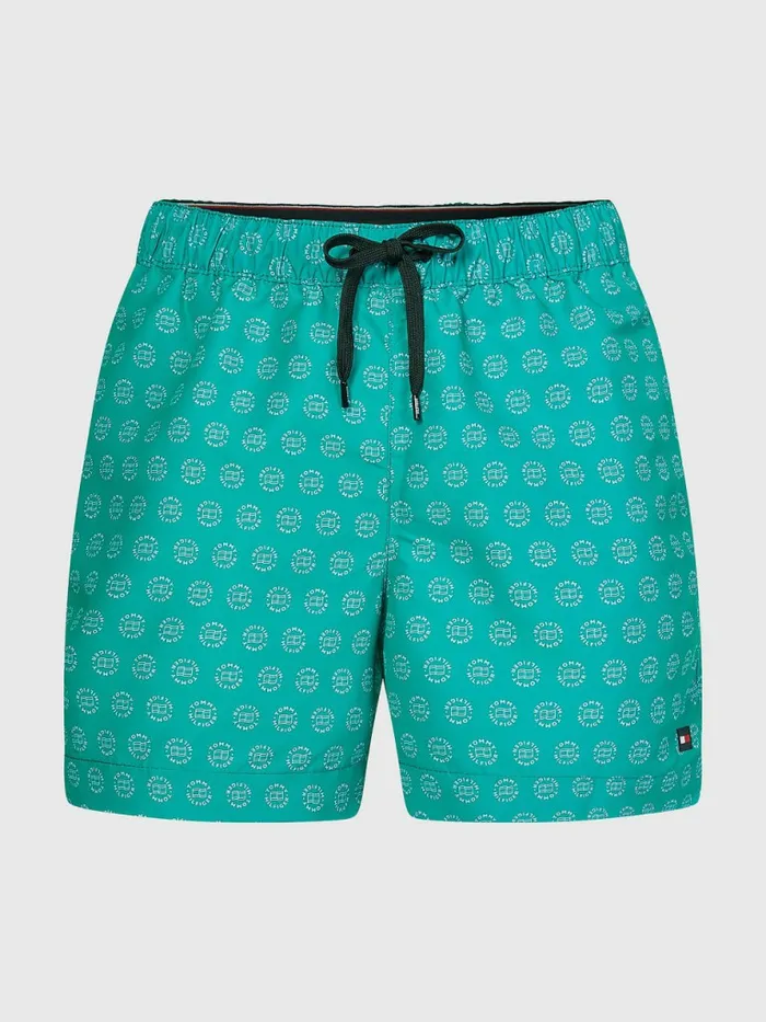 Tommy Hilfiger Drawstring Mid Length Swim Shorts Hil Ring Logo Print Mens Swimwear On Sale