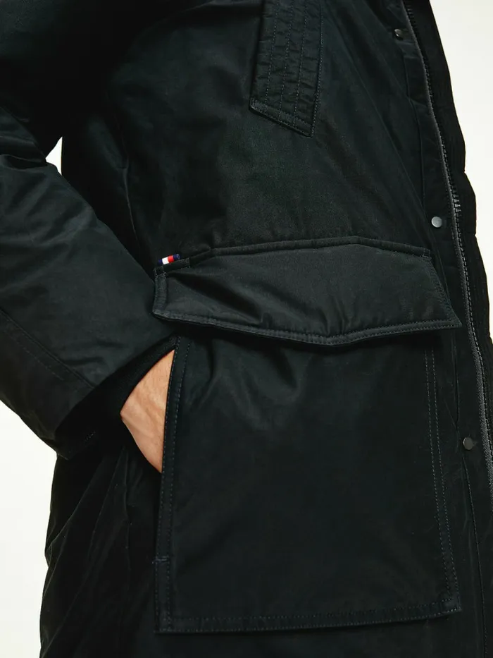 Tommy Hilfiger Dry Wax Filled Rockie Parka Black Mens Coats and Jackets Gift 4 You