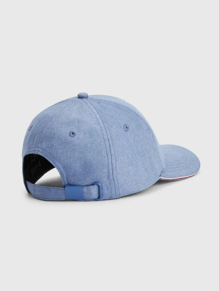 Tommy Hilfiger Elevated Chambray Cap Blue Chambray Mens Hats and Scarves Near Me