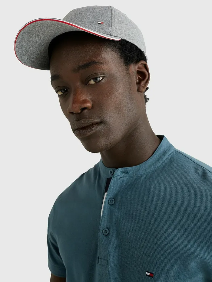 Tommy Hilfiger Elevated Chambray Cap Grey Chambray Mens Hats and Scarves Near Me