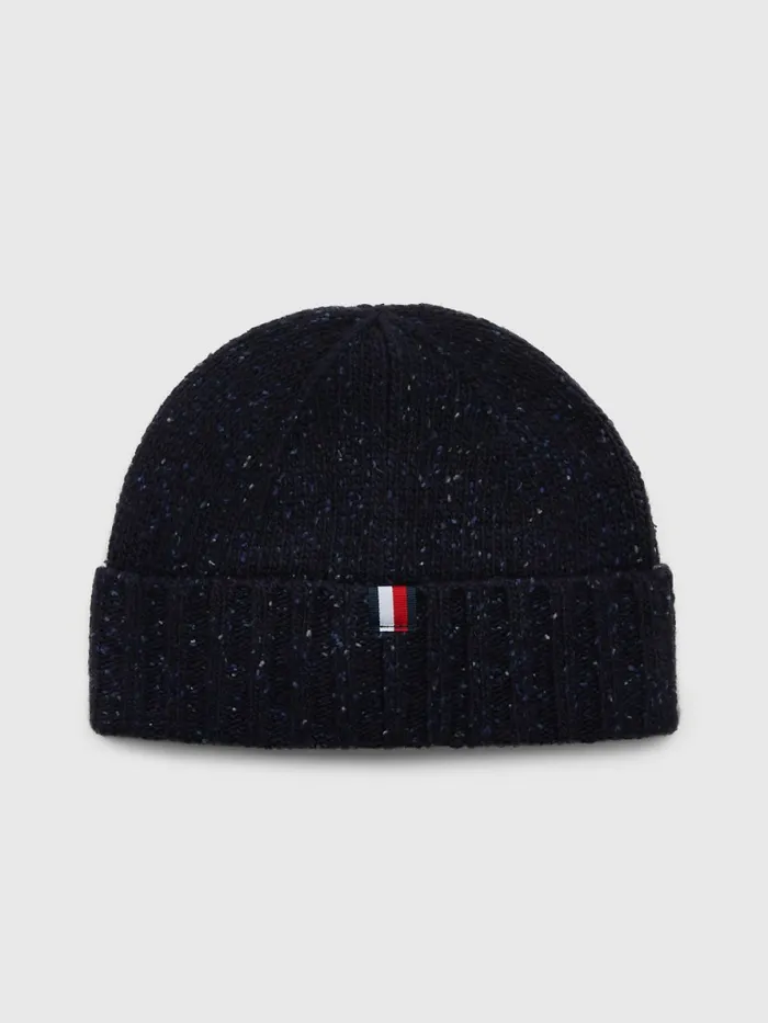 Tommy Hilfiger Elevated Essential Beanie Tommy Navy Mens Hats and Scarves Near Me