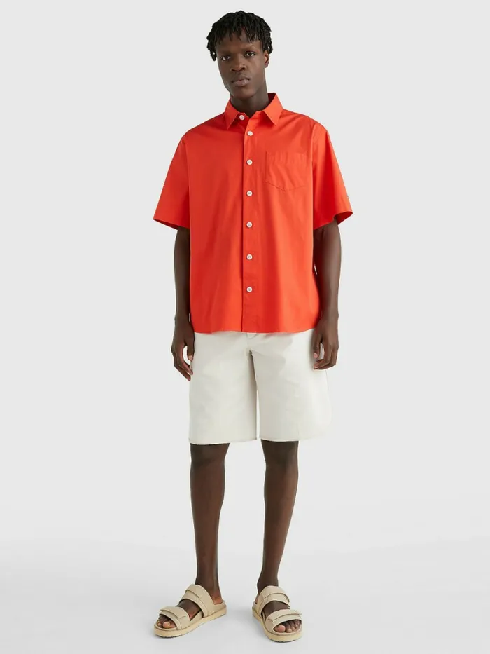 Tommy Hilfiger Elevated Short Sleeve Relaxed Fit Shirt Hot Heat Mens Shirts Gift for Friend