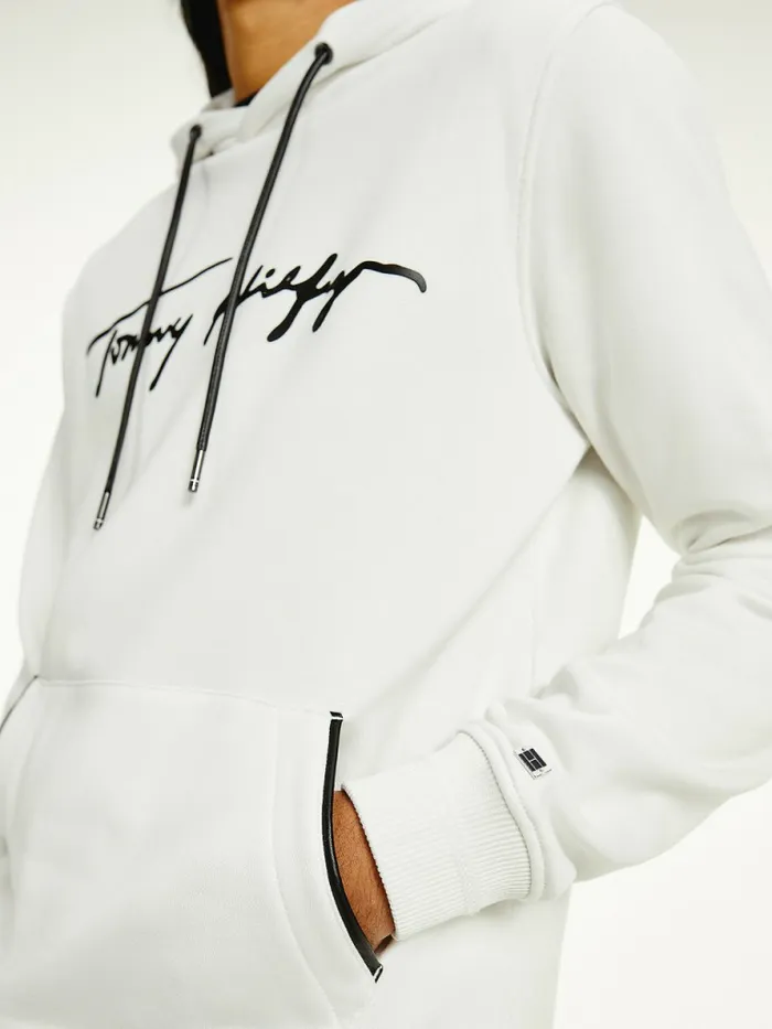 Tommy Hilfiger Elevated Th Signature Hoody Ivory Mens Sweatshirts and Hoodies Sale
