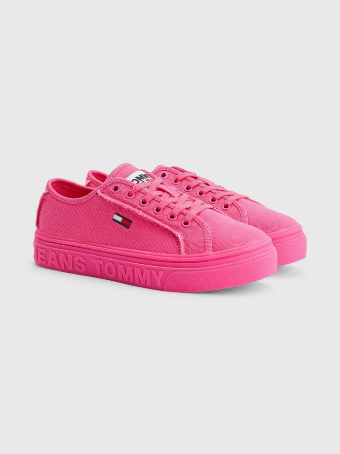 Tommy Hilfiger Embossed Logo Flatform Trainers Pink Alert Womens Boots For Sale Tommy Hilfiger Embossed Logo Flatform Trainers Pink Alert Womens Boots For Sale