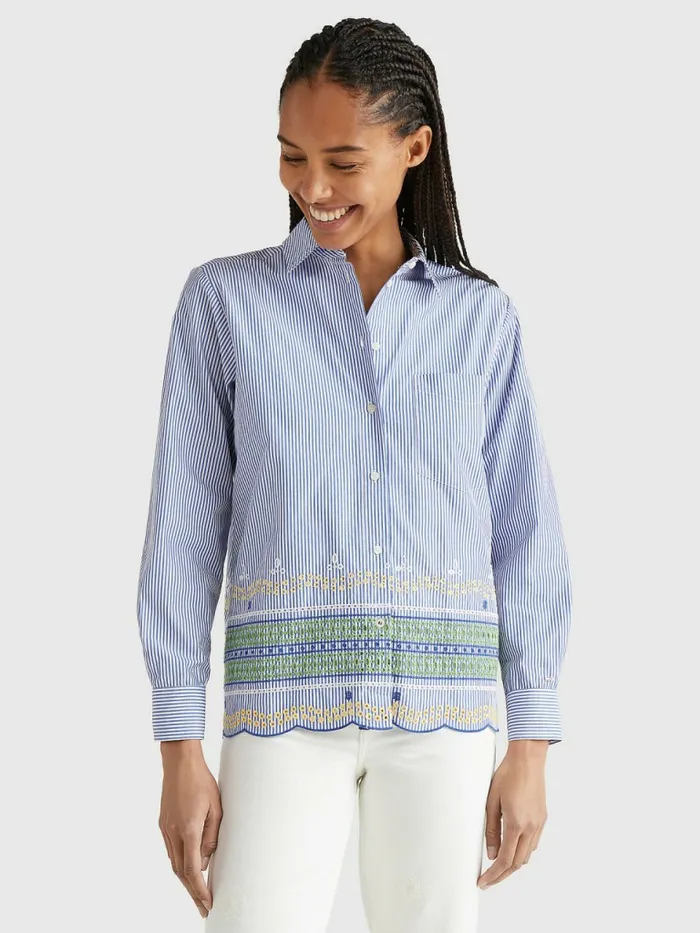 Tommy Hilfiger Embroidery Relaxed Fit Shirt Cutwork Ithaca StpPeri Blue Womens Shirts and Blouses Popular Tommy Hilfiger Embroidery Relaxed Fit Shirt Cutwork Ithaca StpPeri Blue Womens Shirts and Blouses Popular