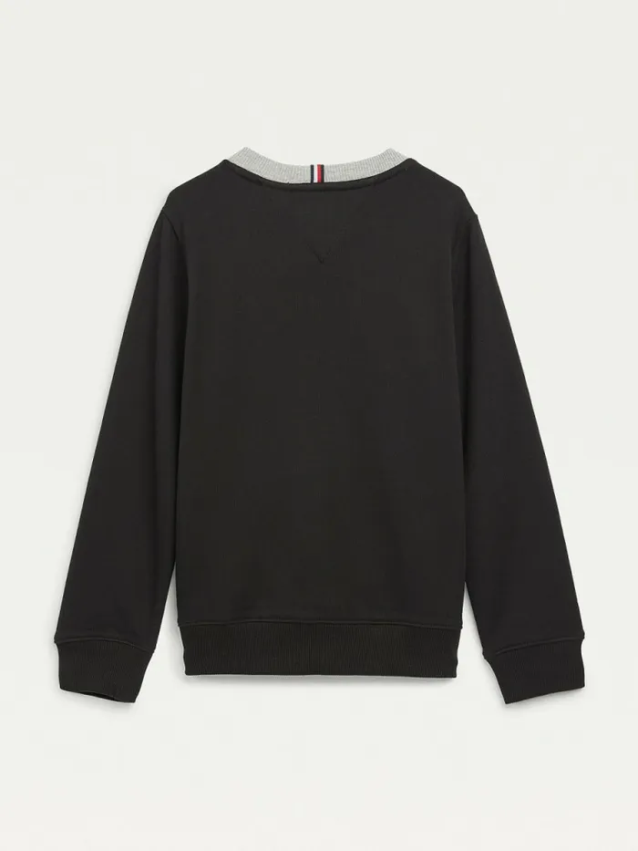 Tommy Hilfiger Essential ColourBlocked Organic Cotton Sweatshirt Black Boys Sweatshirts and Hoodies Gift for Friend