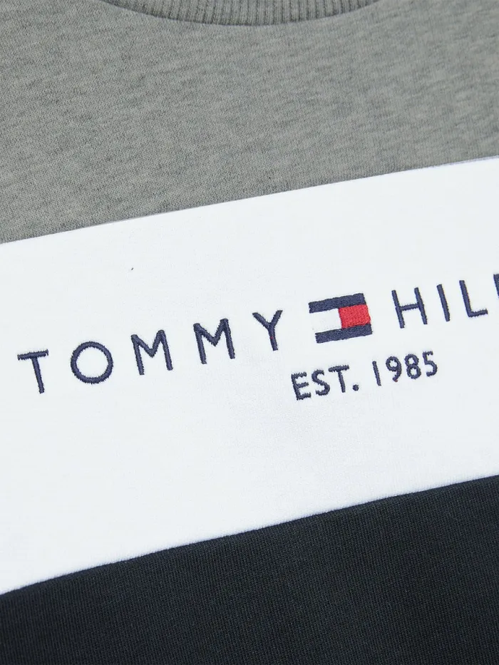 Tommy Hilfiger Essential ColourBlocked Organic Cotton Sweatshirt Black Boys Sweatshirts and Hoodies Gift for Friend