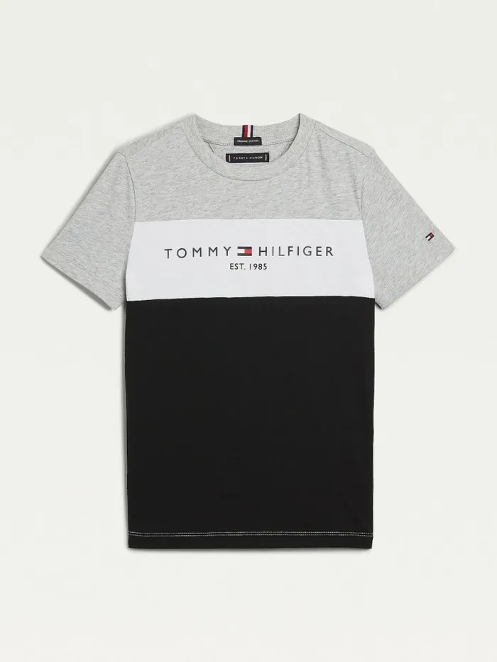 Tommy Hilfiger Essential ColourBlocked Organic Cotton TShirt BlackColorblock Boys TShirts and Polos Near Me Tommy Hilfiger Essential ColourBlocked Organic Cotton TShirt BlackColorblock Boys TShirts and Polos Near Me