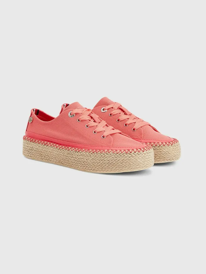 Tommy Hilfiger Essential Flatform Espadrille Trainers Crystal Coral Womens Trainers For Sale