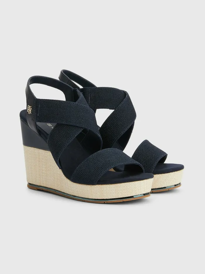 Tommy Hilfiger Essential High Heel Wedges Desert Sky Womens Sandals Gift for Friend Tommy Hilfiger Essential High Heel Wedges Desert Sky Womens Sandals Gift for Friend