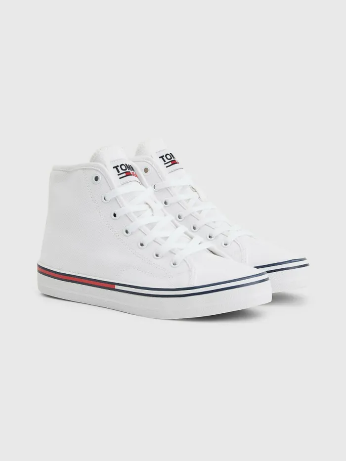 Tommy Hilfiger Essential HighTop Canvas Trainers White Womens Trainers Cheap On Sale Tommy Hilfiger Essential HighTop Canvas Trainers White Womens Trainers Cheap On Sale