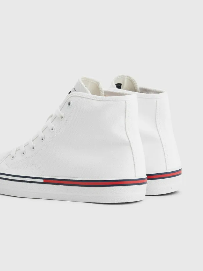 Tommy Hilfiger Essential HighTop Canvas Trainers White Womens Trainers Cheap On Sale