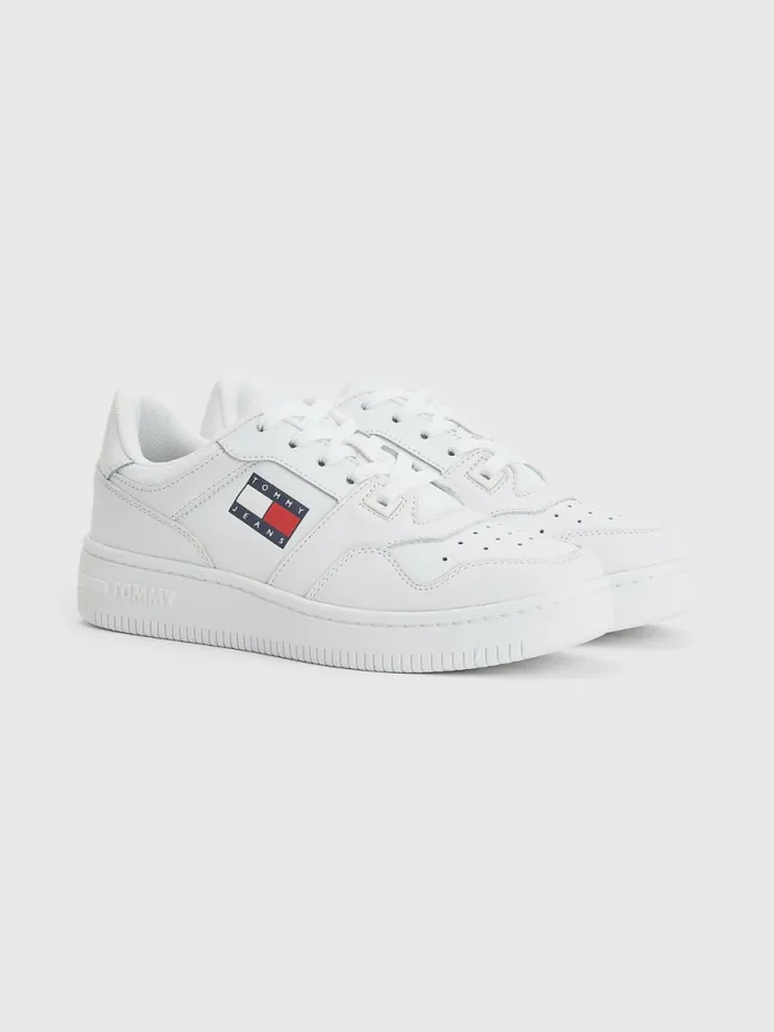 Tommy Hilfiger Essential Leather Basket Trainers White Womens Trainers Fashion Tommy Hilfiger Essential Leather Basket Trainers White Womens Trainers Fashion