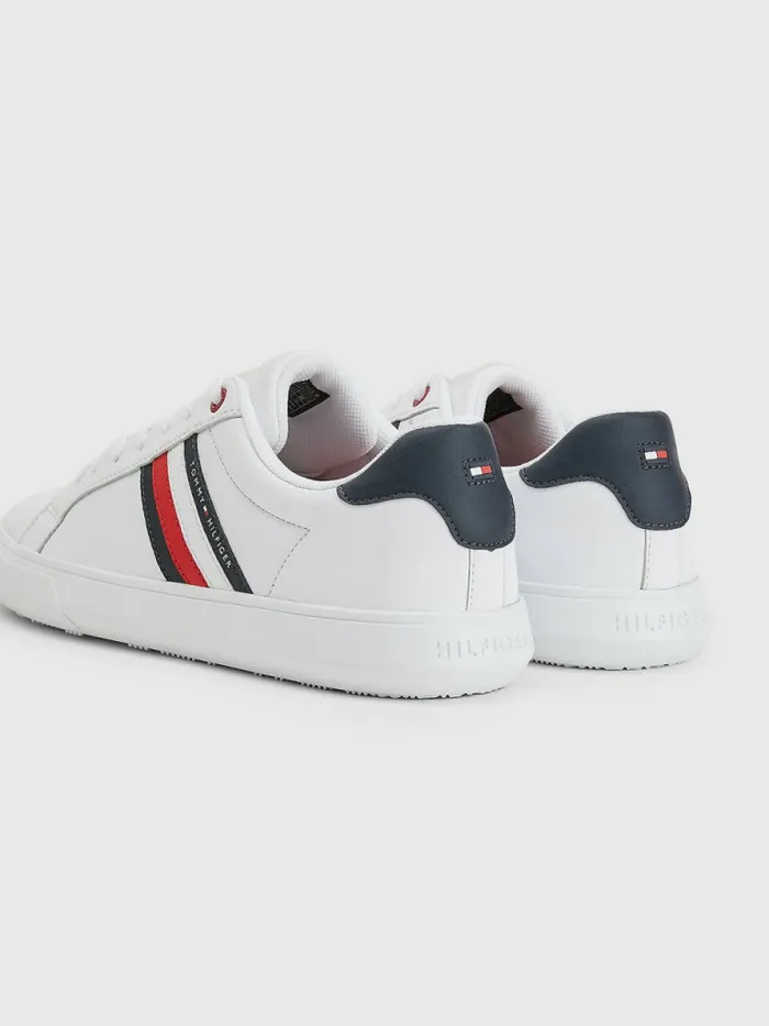 Tommy Hilfiger Essential Leather Cupsole Trainers White Mens Boots On Sale