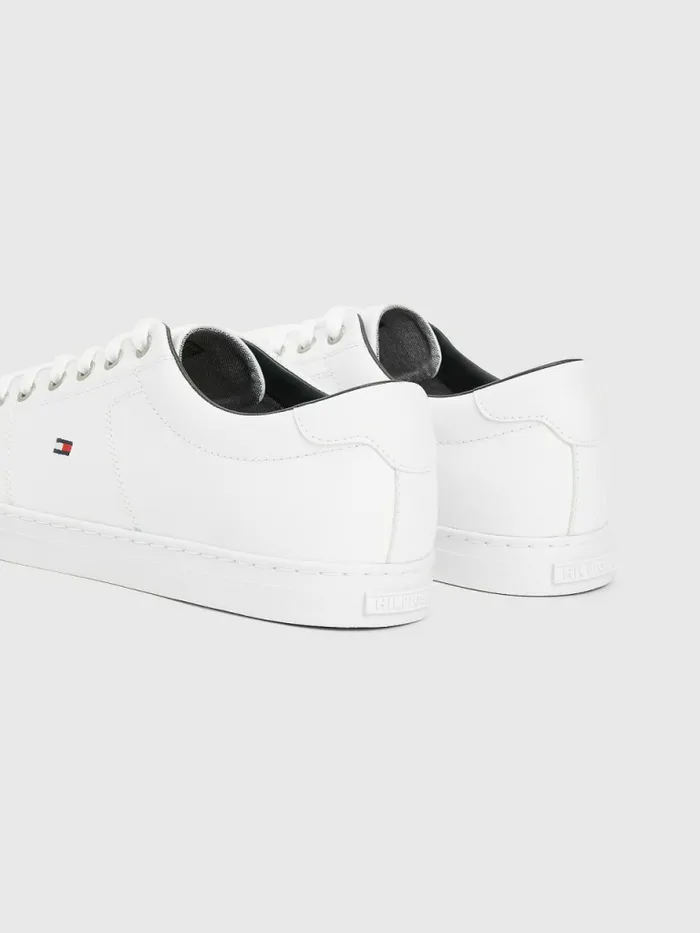 Tommy Hilfiger Essential Leather LaceUp Trainers White Mens Boots Popular