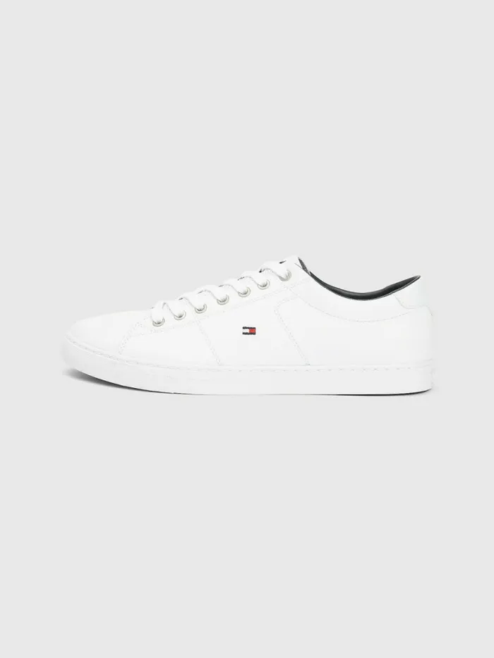Tommy Hilfiger Essential Leather LaceUp Trainers White Mens Boots Popular