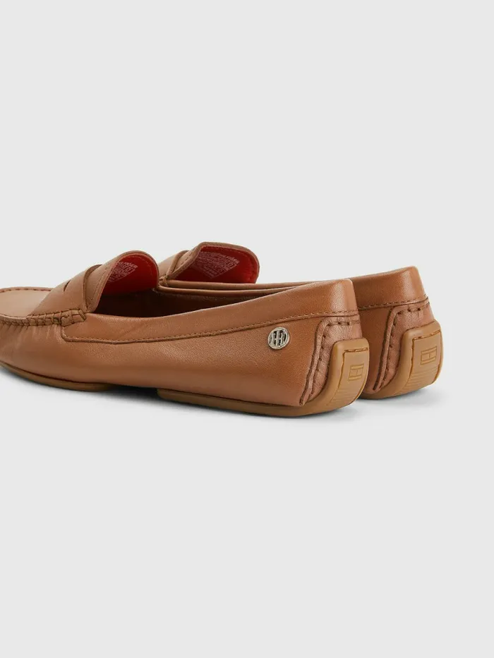 Tommy Hilfiger Essential Leather Moccasins Summer Cognac Womens Flat Shoes Gift 4 You