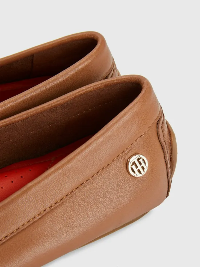 Tommy Hilfiger Essential Leather Moccasins Summer Cognac Womens Flat Shoes Gift 4 You