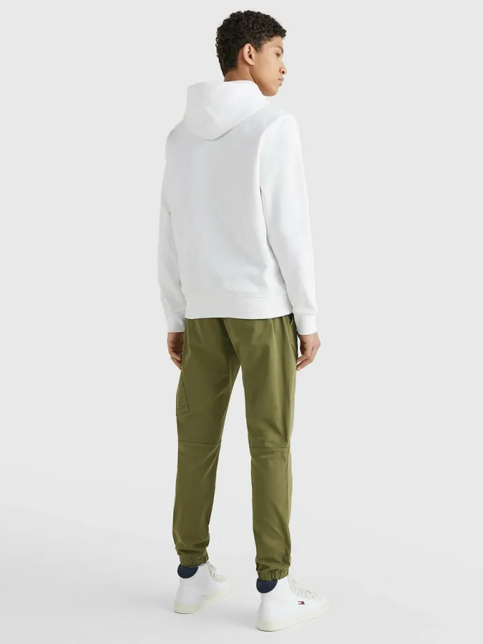 Tommy Hilfiger Essential Logo Hoody White Mens Sweatshirts and Hoodies Popular