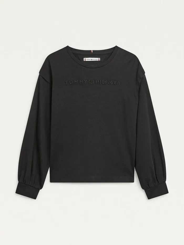 Tommy Hilfiger Essential Logo Long Sleeve TShirt Black Girls Tops and TShirts On Sale Tommy Hilfiger Essential Logo Long Sleeve TShirt Black Girls Tops and TShirts On Sale