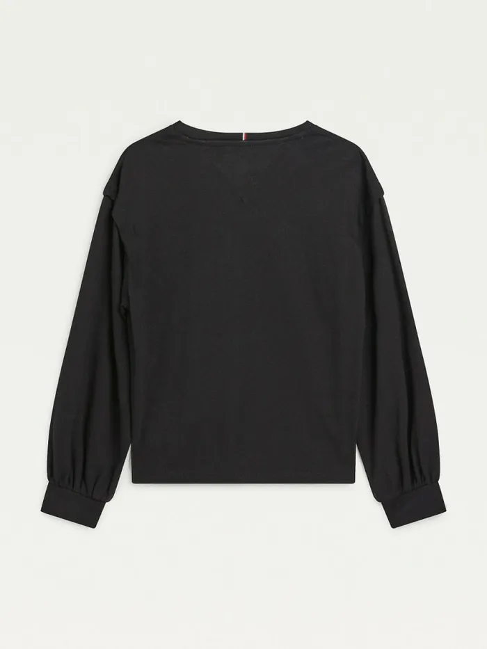 Tommy Hilfiger Essential Logo Long Sleeve TShirt Black Girls Tops and TShirts On Sale