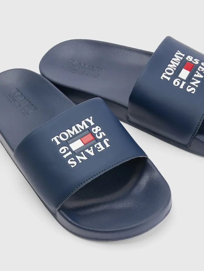 Tommy Hilfiger Essential Logo Pool Slides Twilight Navy Mens Sandals Sliders and Flip Flops Fashion