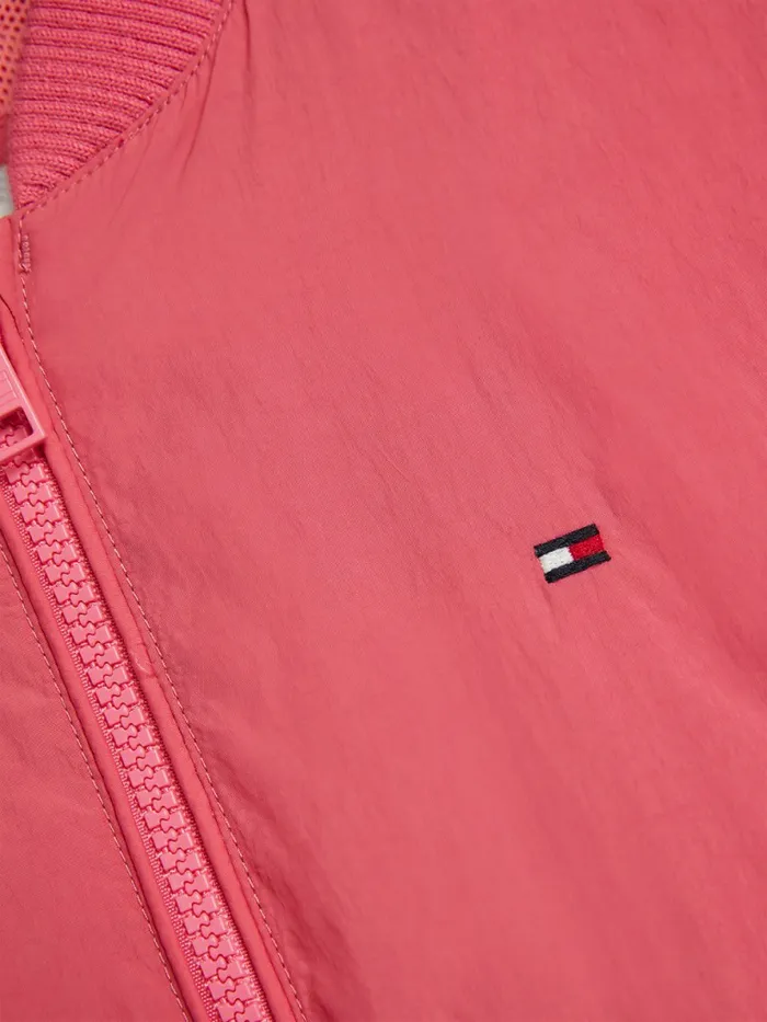 Tommy Hilfiger Essential Logo Recycled Track Jacket Deep Watermelon Girls Coats and Jackets Online