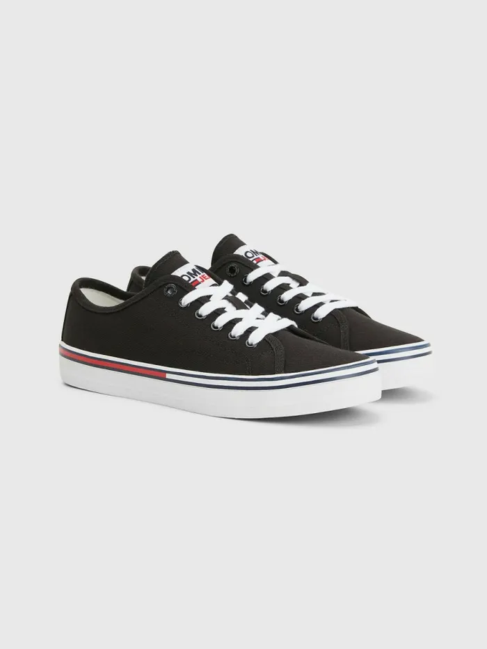 Tommy Hilfiger Essential LowTop Canvas Trainers Black Womens Trainers Cheap On Sale Tommy Hilfiger Essential LowTop Canvas Trainers Black Womens Trainers Cheap On Sale