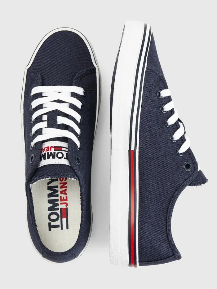Tommy Hilfiger Essential LowTop Canvas Trainers Twilight Navy Womens Trainers Online