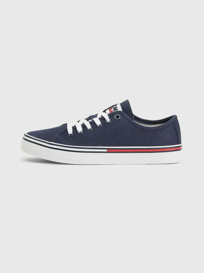 Tommy Hilfiger Essential LowTop Canvas Trainers Twilight Navy Womens Trainers Online